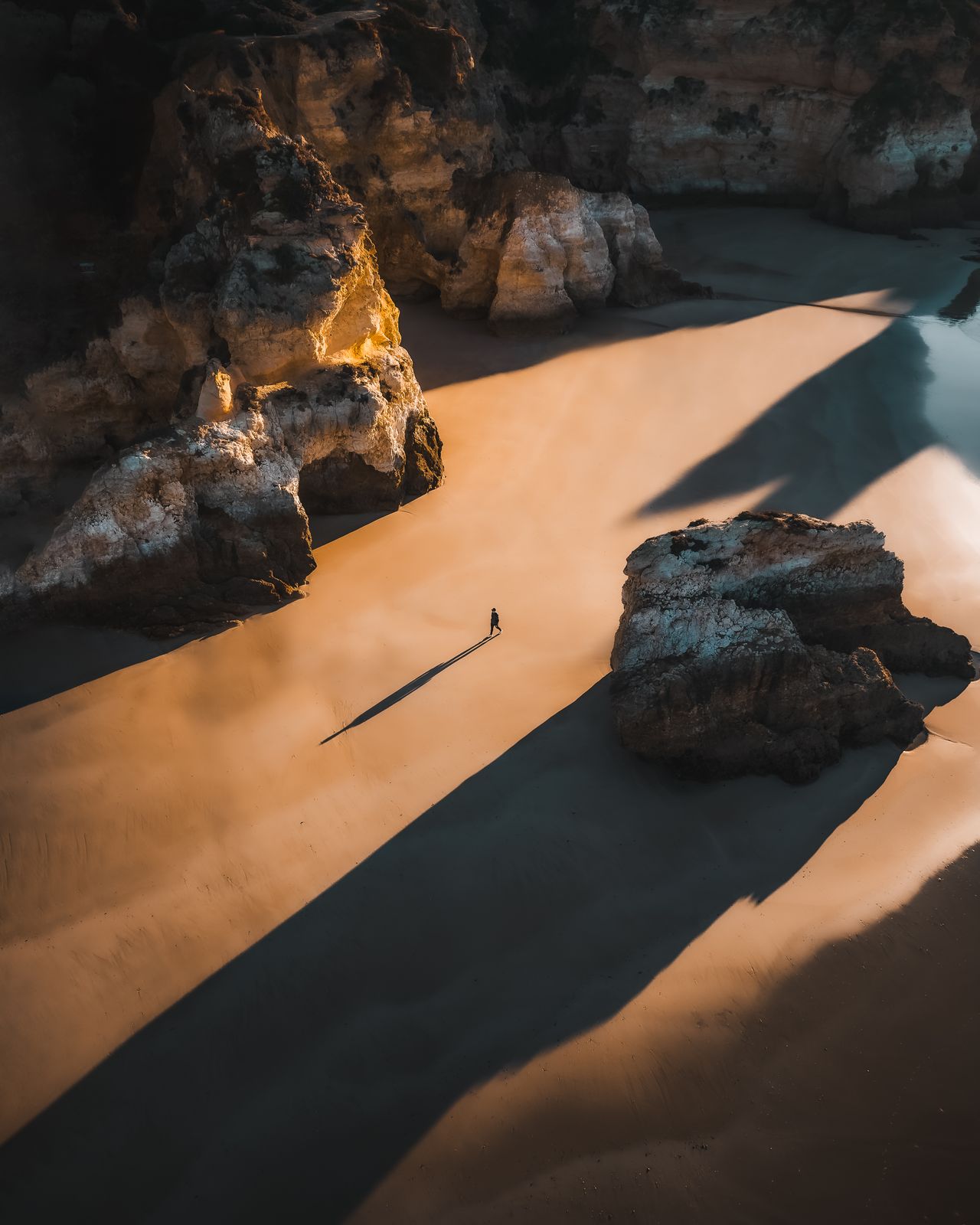Long shadows across the sand at low sun