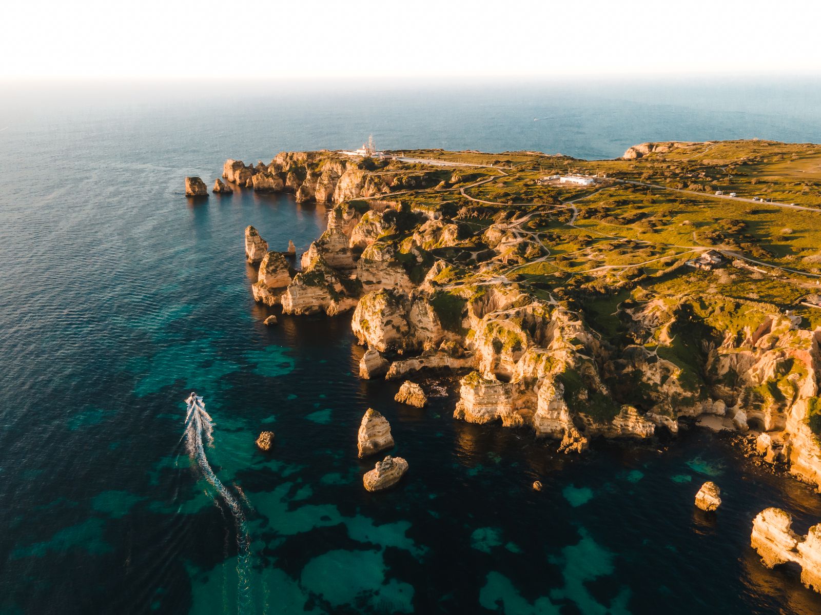 Coastal cliffs and open Atlantic from the air