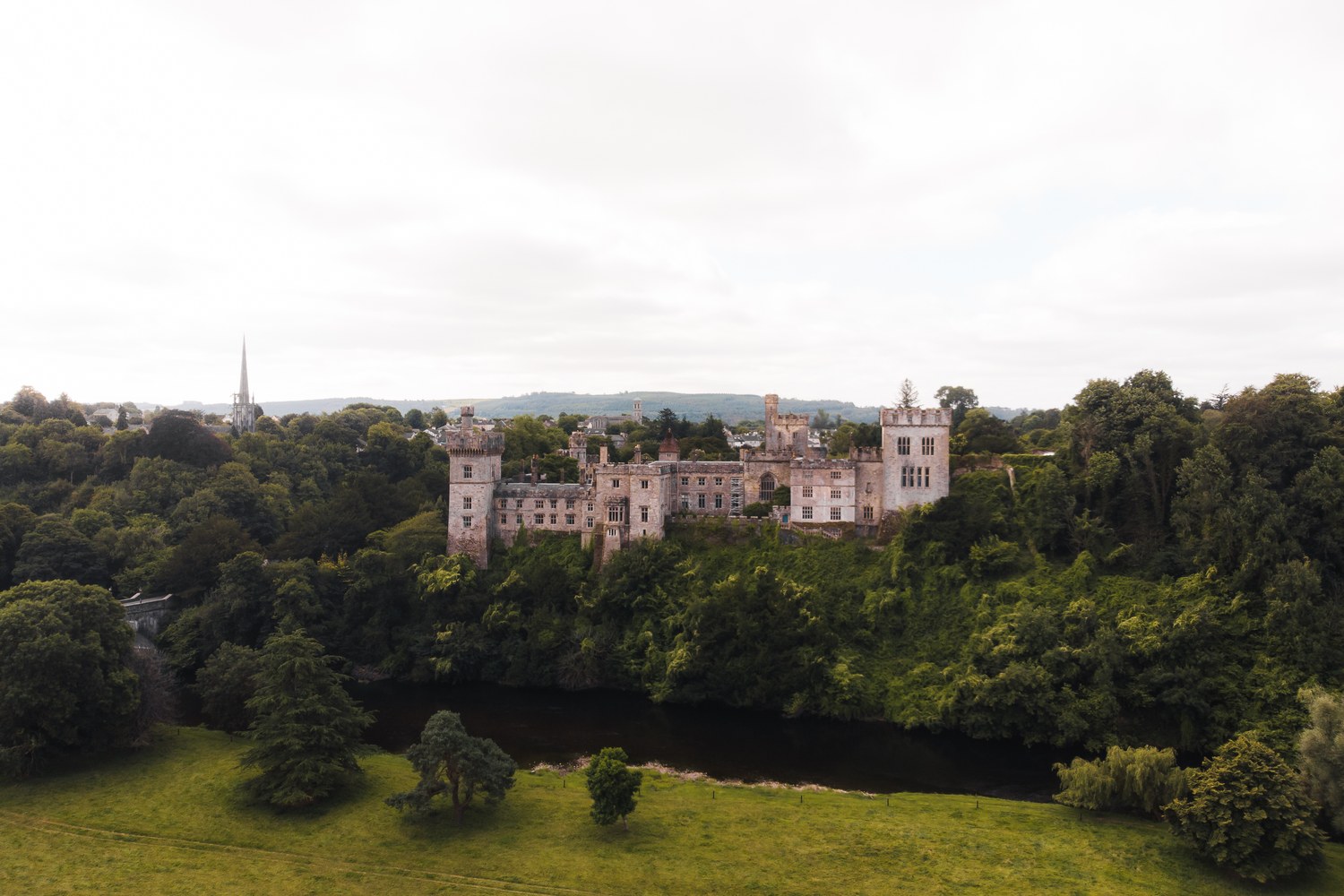 A country house and its grounds seen from the air