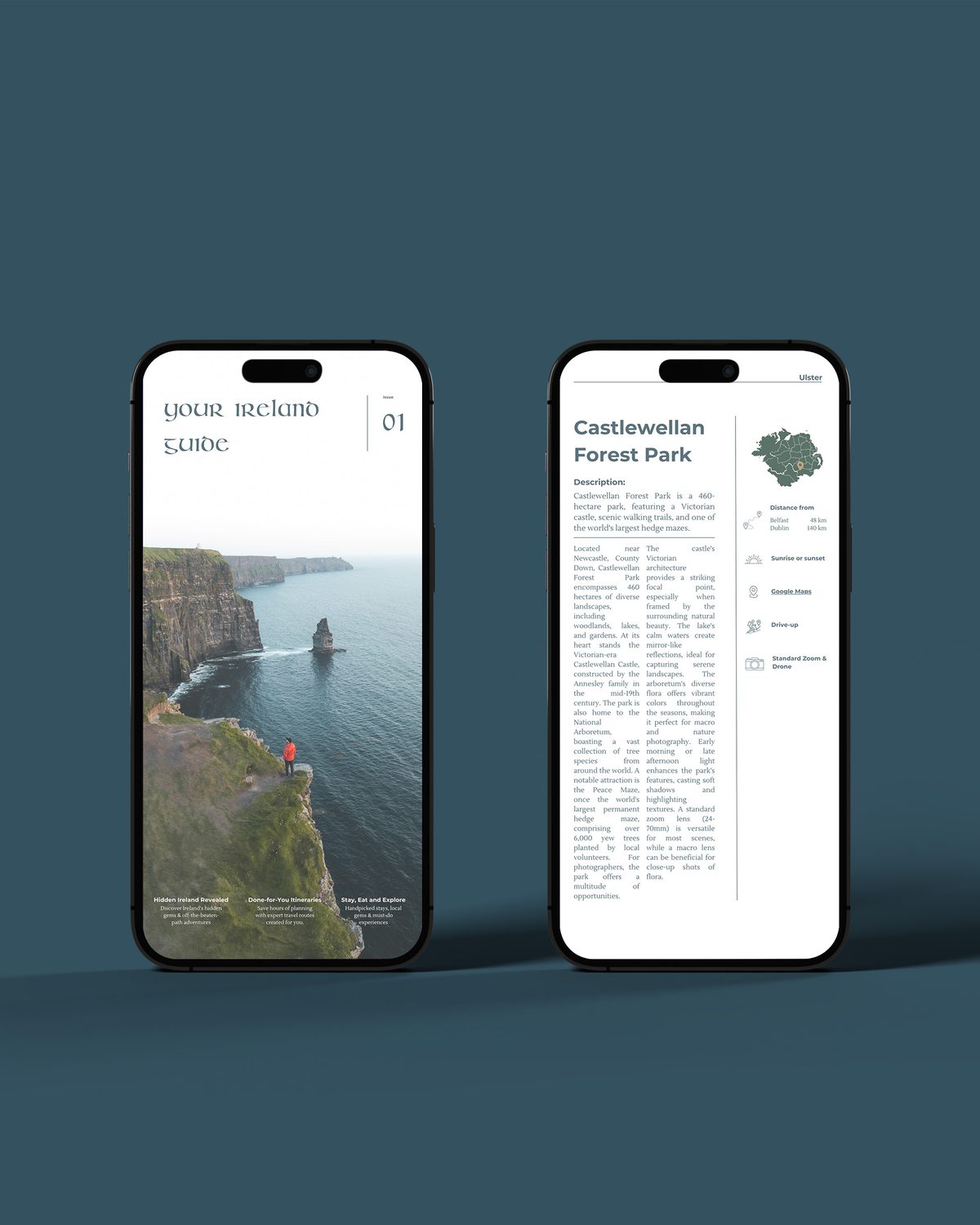 Your Ireland Guide open on two phones