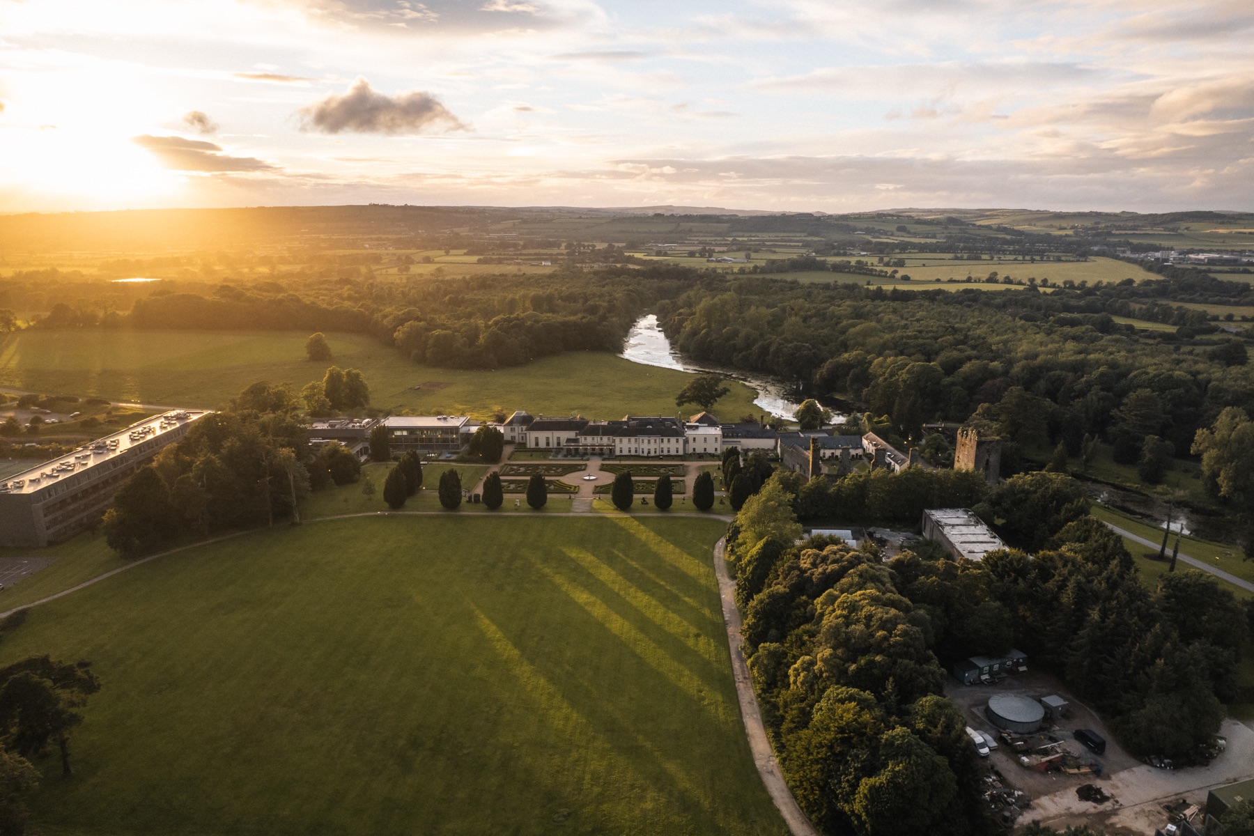 The eighteenth century manor and castle ruin at Castlemartyr Resort, County Cork