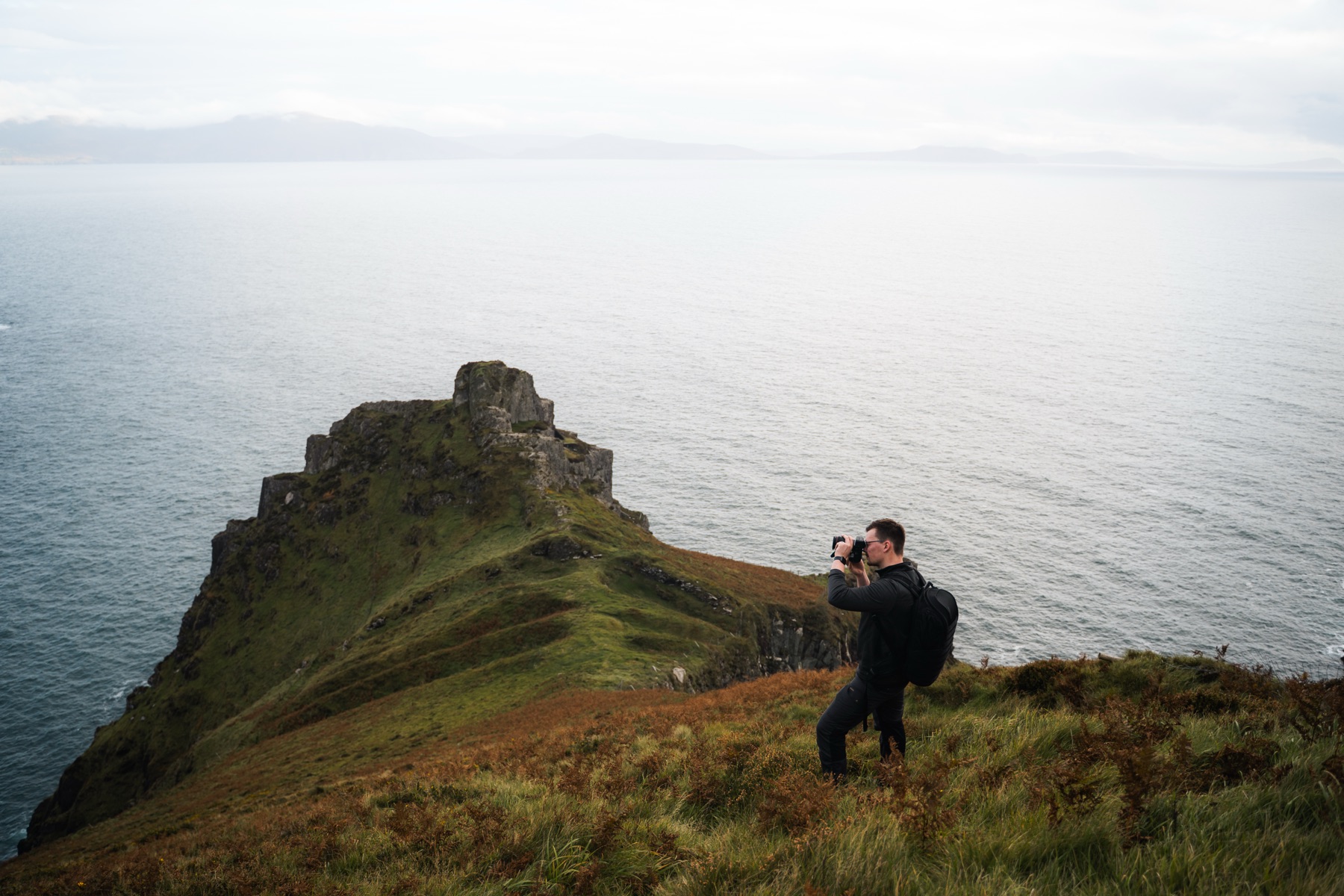 Photographing Eask Tower on Carhoo Hill above Dingle Bay, County Kerry