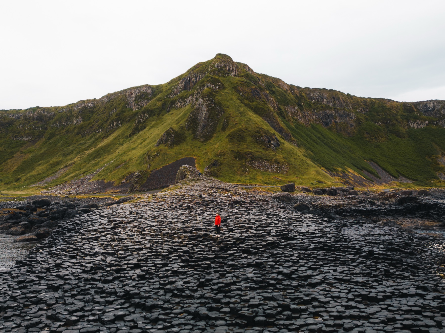 The basalt columns of the Giant's Causeway meeting the sea, County Antrim